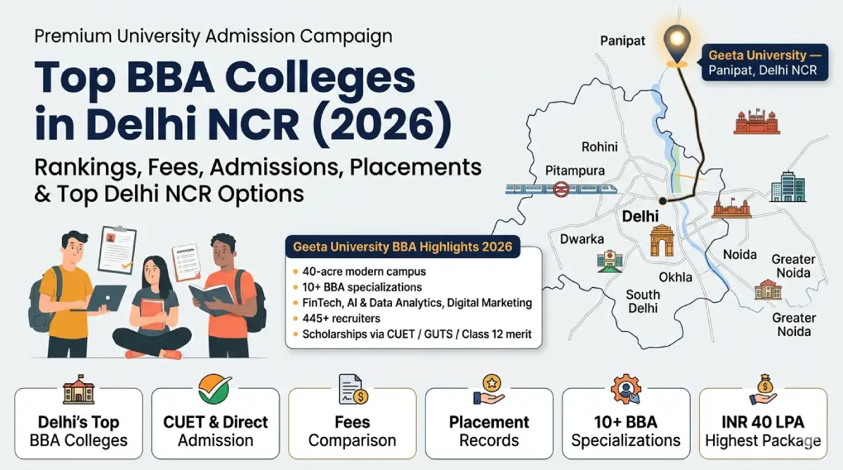 Top BBA colleges in Delhi NCR 2026 — Noida, Gurgaon, Greater Noida, Panipat